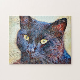 Söt Black Cat Art Puzzle Pussel