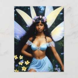 Söt Black Fairy Girl Melanin Magic Art Vykort