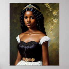 Söt Black Girl Princess Art Poster