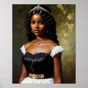 Söt Black Girl Princess Art Poster