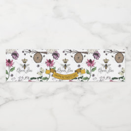 Söt Black & Guld Queen Bee, Krona & Rulla Vattenflaskor Etikett