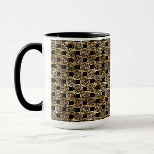SÖT BLACK & GULD ROWS OF CELTIC KNOTS MUGG