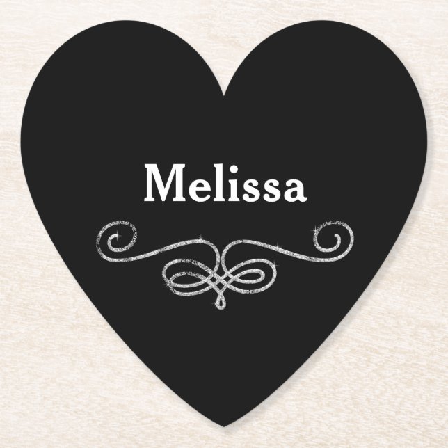 Söt Black och Silver Underlägg Papper (Framsida)