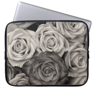 Söt Black och Vit ros Bouquet of Flowers Laptop Fodral