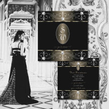 Söt Black Platinum Ornate Ornaments Initialer