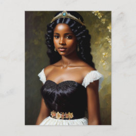 Söt Black Princess Porträtt Art Vykort