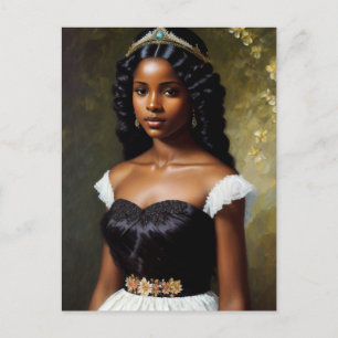 Söt Black Princess Porträtt Art Vykort