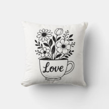 Söt Black Tea Kopp med blommor