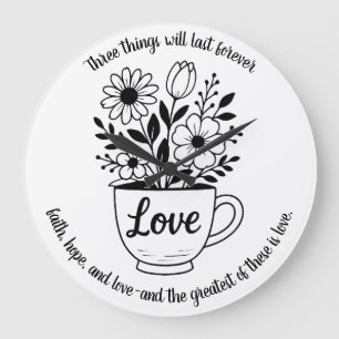 Söt Black Tea Kopp med blommor Stor Klocka