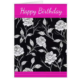 Söt Black & Vit ros-hälsningskort Hälsningskort