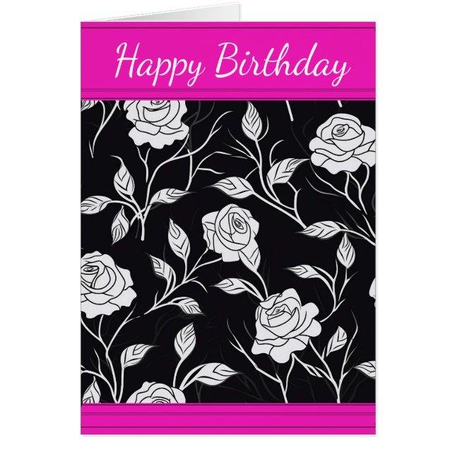 Söt Black & Vit ros-hälsningskort Hälsningskort (Framsidan)