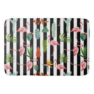 Söt Black White Rand med Flamingo Cactus Badrumsmatta