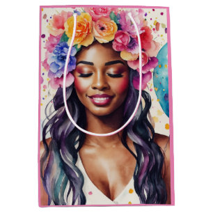 Söt Black Woman Colorful Balloons Party