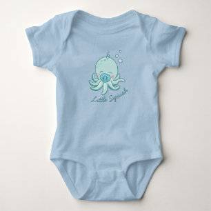 Söt bläckfisk baby shower Kawaii blå pojke T Shirt