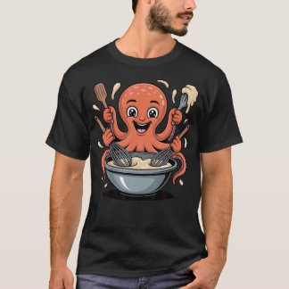 Söt bläckfisk blandar deg för bagare och t shirt