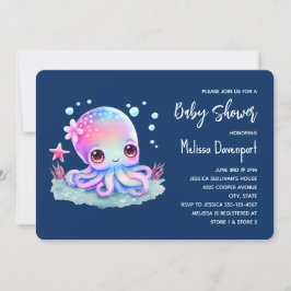 Söt bläckfisk havsdjur baby shower inbjudningar
