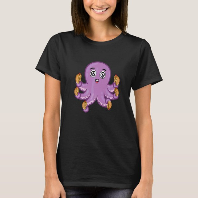 Söt bläckfisk korv   t shirt (Framsida)