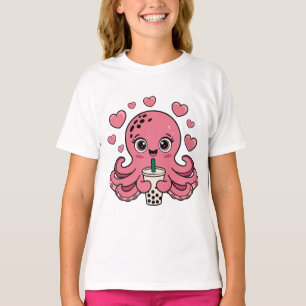 Söt bläckfisk med bubbelte – Kawaii Boba Älskare T Shirt