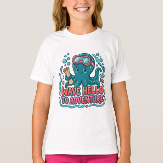 Söt Bläckfisk Utforskare "Vinka Hej till Äventyret T Shirt