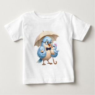 Söt Blåfågel Familj Pappa Barn T-Shirt