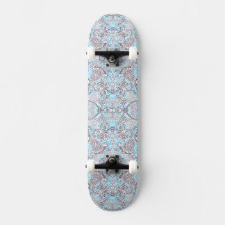 Söt blågrå klassisk blommig mini skateboard bräda 18,5 cm