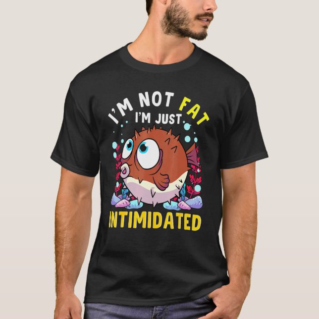 Söt blåsfisk Roligt akvarium Intimiderad blåsfisk T Shirt (Framsida)
