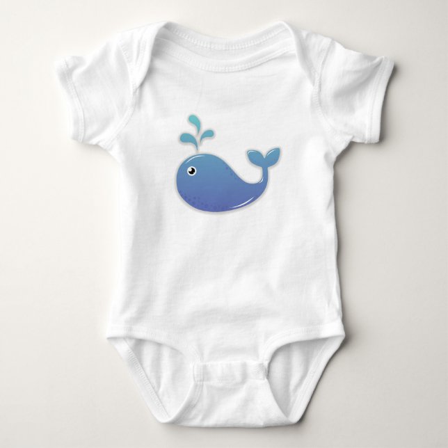 Söt blåvalsbarn bodysuit tee (Framsida)