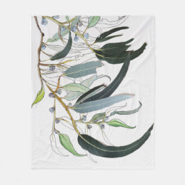 söt blek grönt gum löv vattenfärg fleecefilt