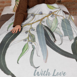 söt blek grönt gum löv vattenfärg med namnet  fleecefilt