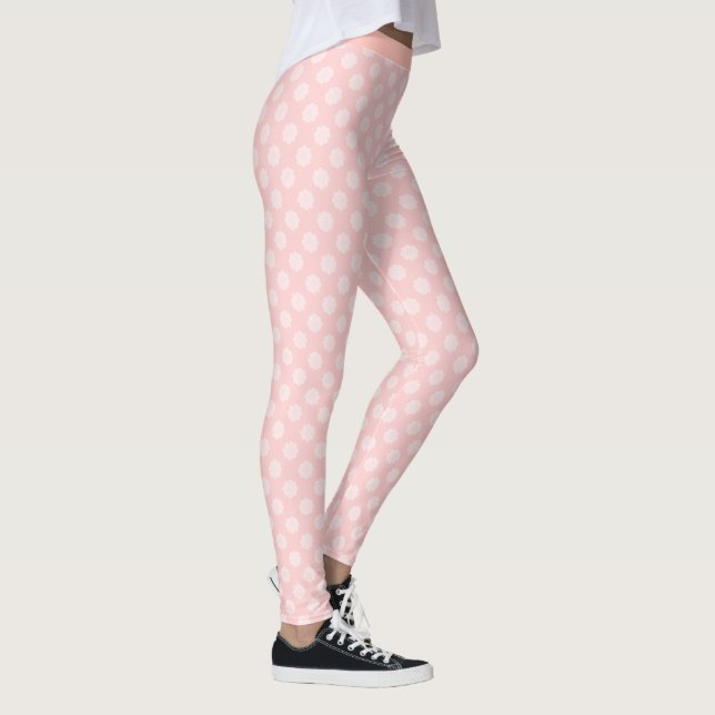Söt Blek Rosa Polka dots Yoga Byxor Leggings (Höger)