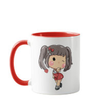 Söt blinkande Chibi-flicka med flätorKawaiiCartoon