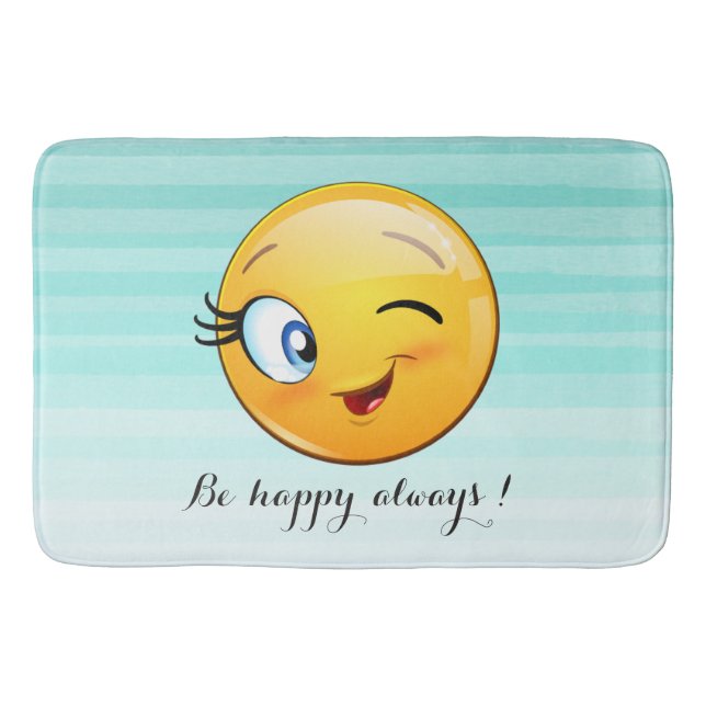 Söt blinkande Emoji-ansikte - Var alltid glad Badrumsmatta (Framsidan)