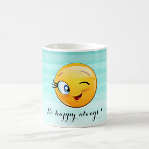 Söt blinkande Emoji-ansikte - Var alltid glad Kaffemugg