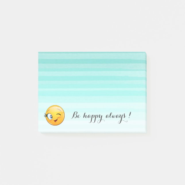 Söt blinkande Emoji-ansikte - Var alltid glad Post-it Block (Framsida)