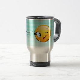 Söt blinkande Emoji-ansikte - Var alltid glad Resemugg