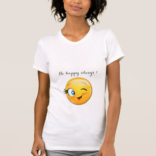 Söt blinkande emojiansikte - Var alltid glad T Shirt