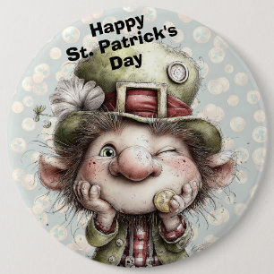 Söt blinkande Leprechaun Knapp