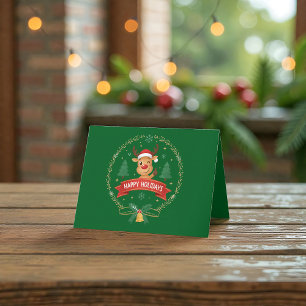Söt blinkande ren Glad jul julkort Tack Kort