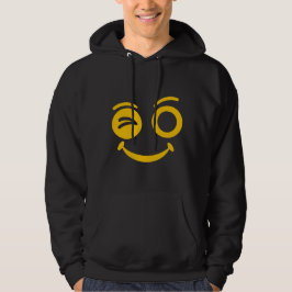 Söt blinkande smiley-ansikte svart överdragshoodie hoodie