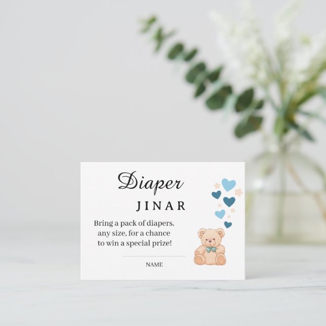 Söt blöja-lottkort för baby shower tilläggskort (Stående Fram)