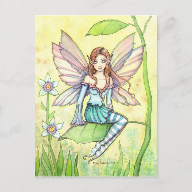 Söt Blomfairi Fantasykonst Vykort (Framsida)