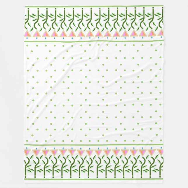 Söt blomkonst gräns av stiliserade tulpaner fleecefilt (Framsidan)