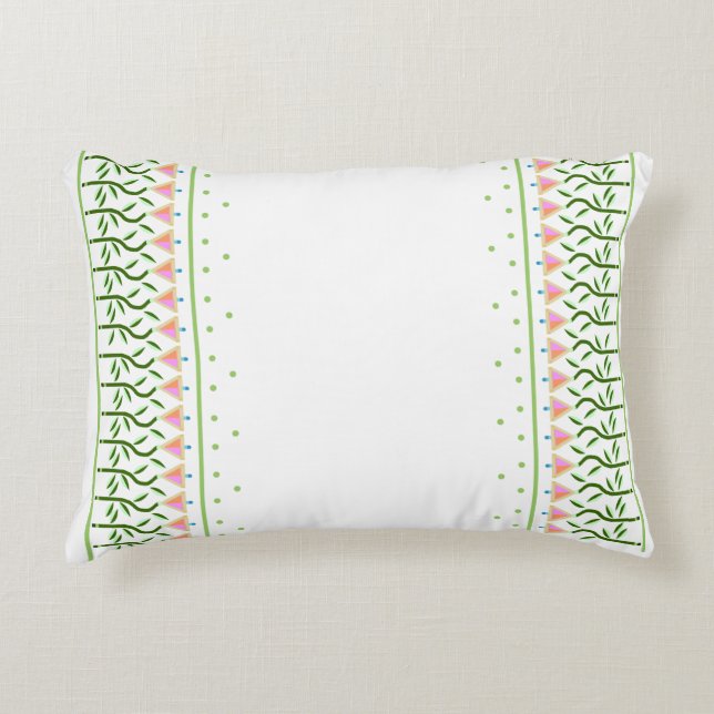 Söt blomkonst gräns av stiliserade tulpaner prydnadskudde (Framsidan)