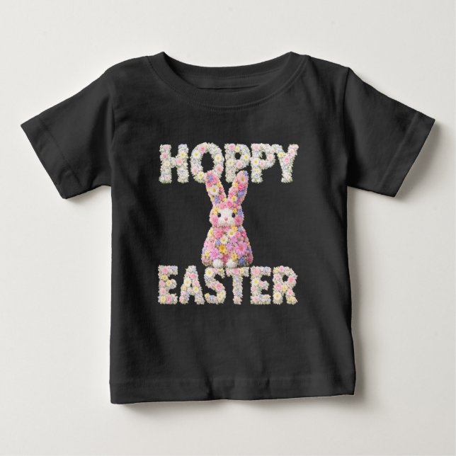 Söt Blomma Kanin Påsk Högtid T Shirt (Framsida)