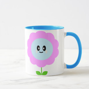 SÖT BLOMMA LILA BLÅ MUGG
