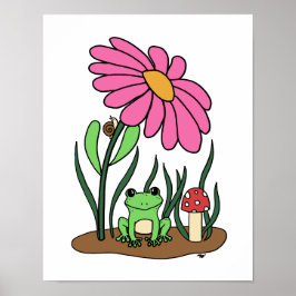 Söt blomma och grodaaffisch  poster