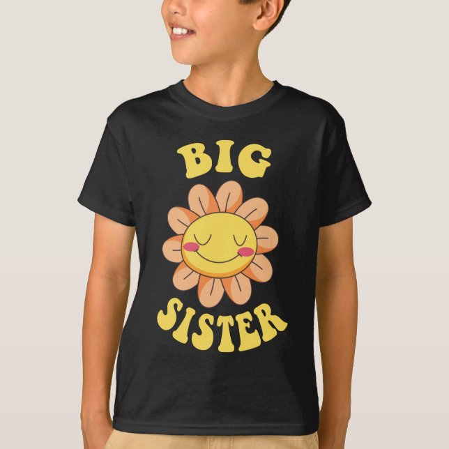 Söt Blomma Storasyster T Shirt (Framsida)