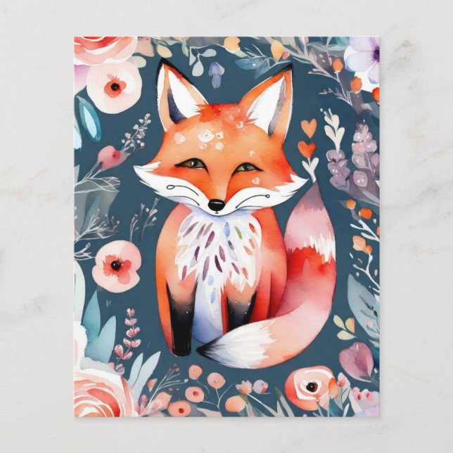 Söt blommande räv Pappersark (Framsida)