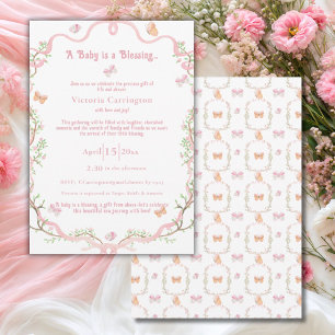 Söt Blommar Vattenfärgad Elegant Babykläder Inbjudningar