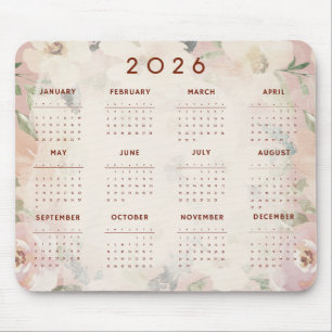 Söt Blommig 2026 Kalender Musmatta